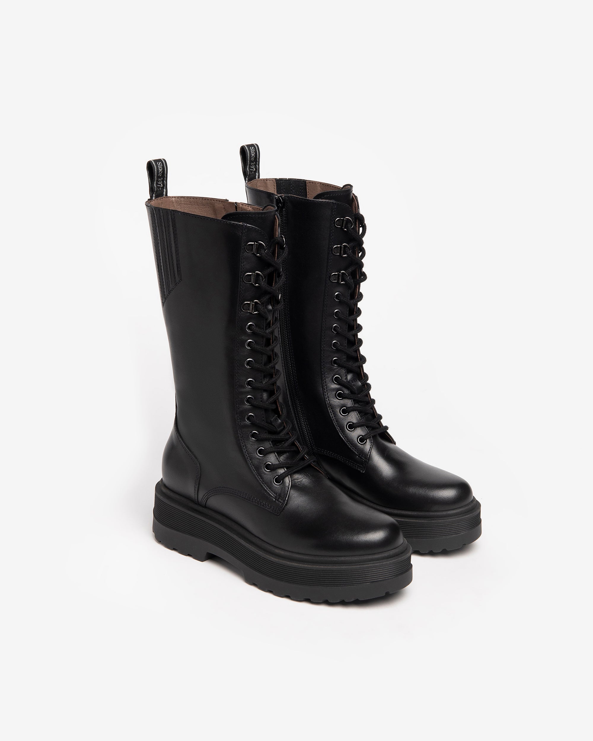 NeroGiardini Bottes Femme Cuir Combat Boots Hiver