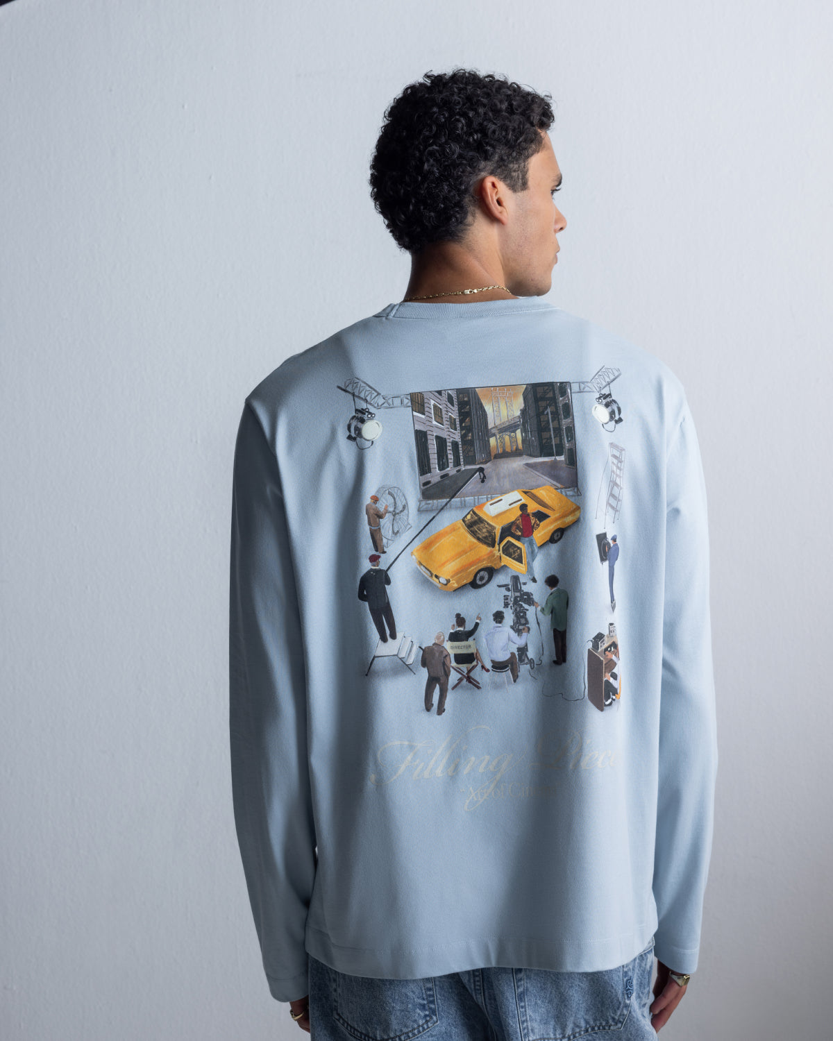 Filling Pieces Film Set T-shirt manche longue bleu céleste coton bio