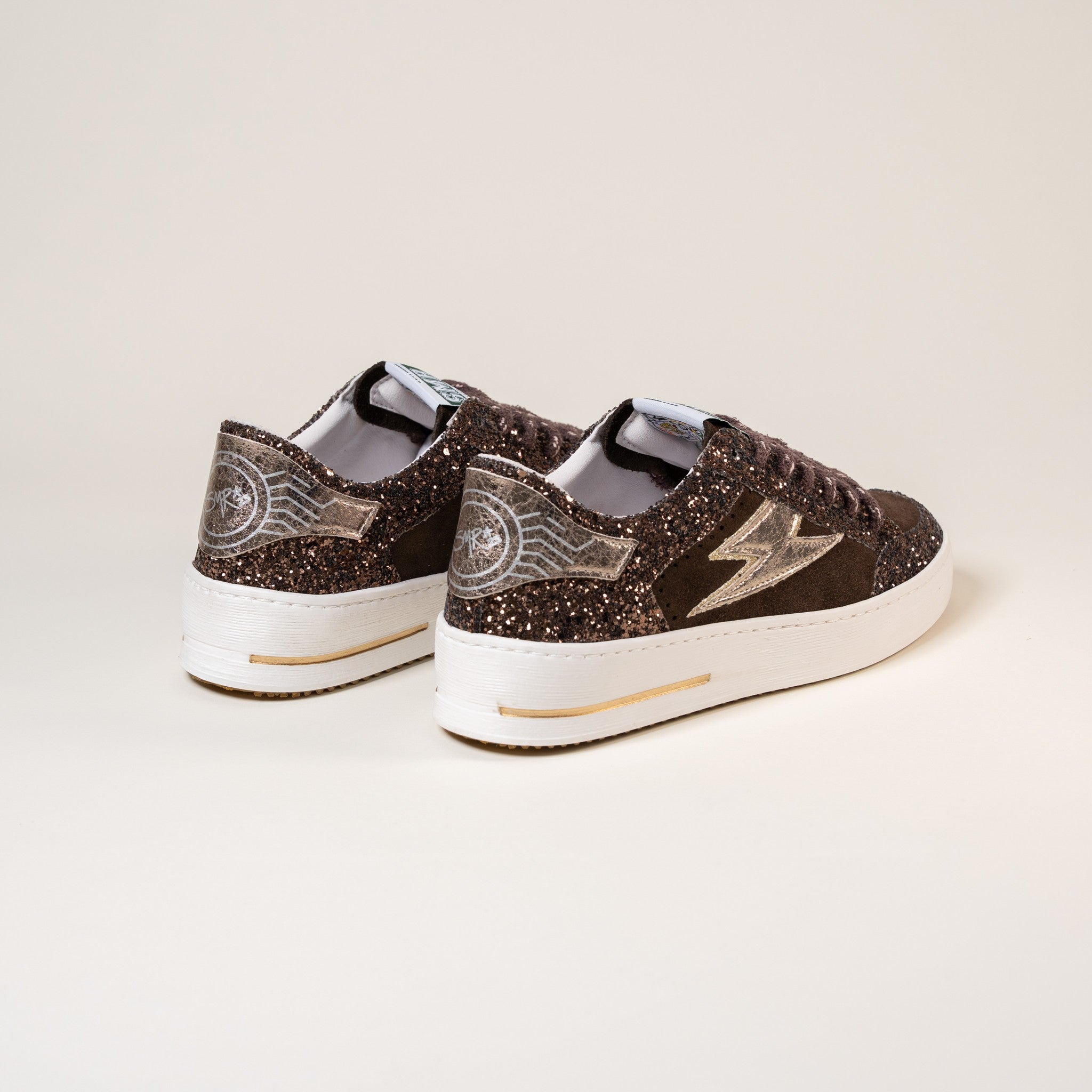 SMR Noubar E475 baskets marron or glitter cuir