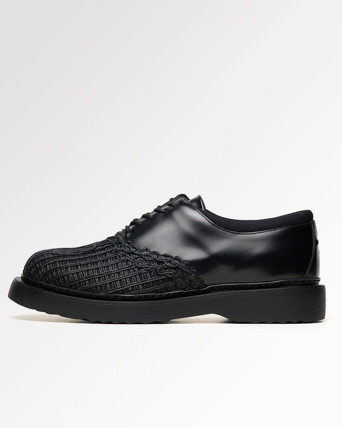 Filling Pieces Bulky Derby Panier derby cuir tressé noir Black