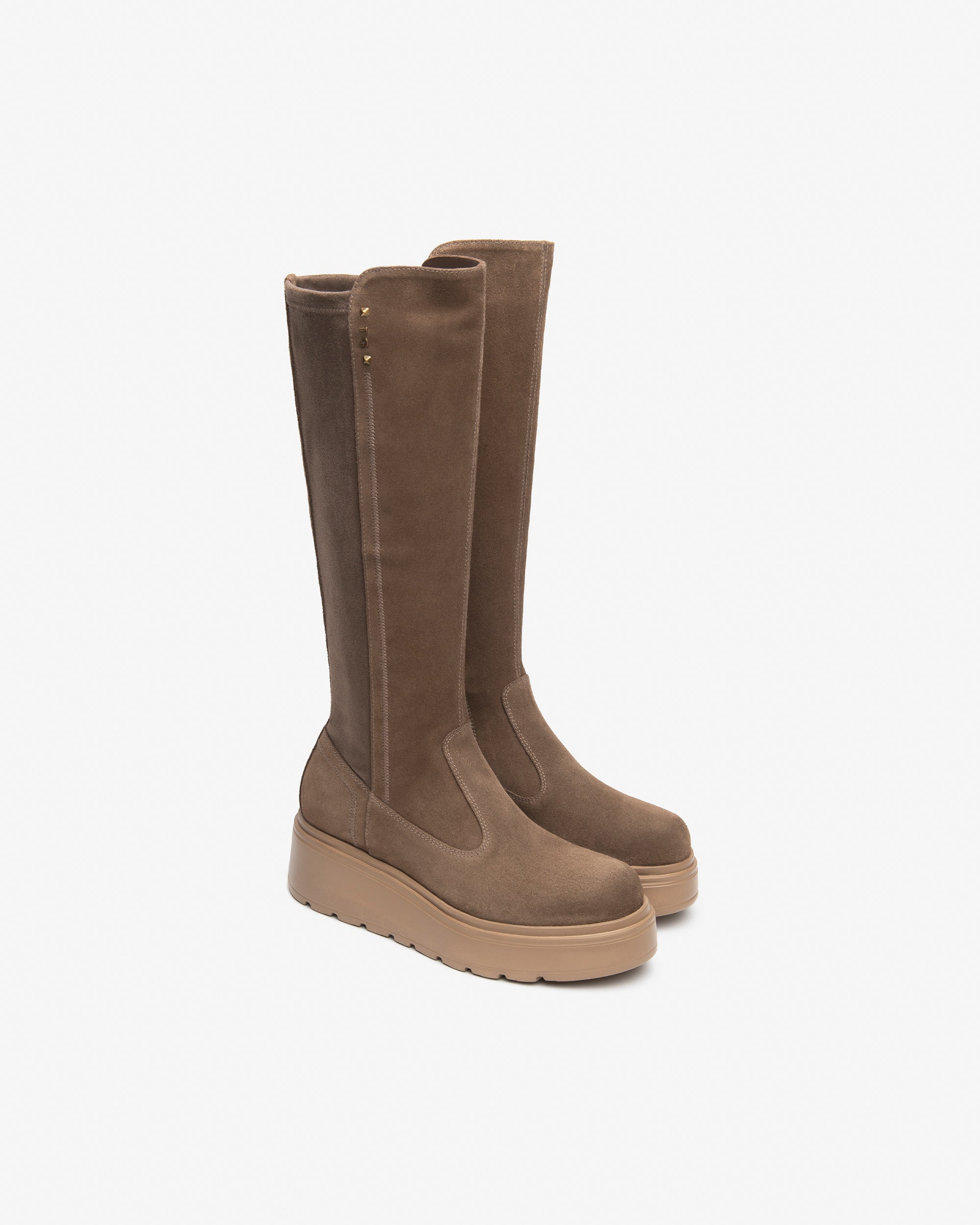 NeroGiardini Bottes Femme Cuir Velours Plateforme 55mm