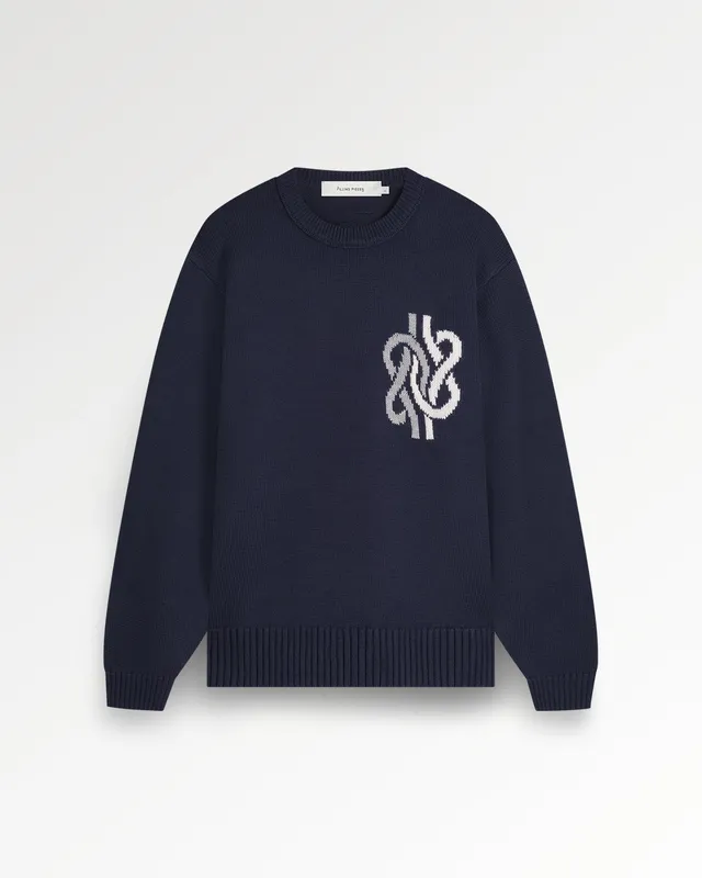 Filling Pieces Knot Pull maille bleu marine manches raglan