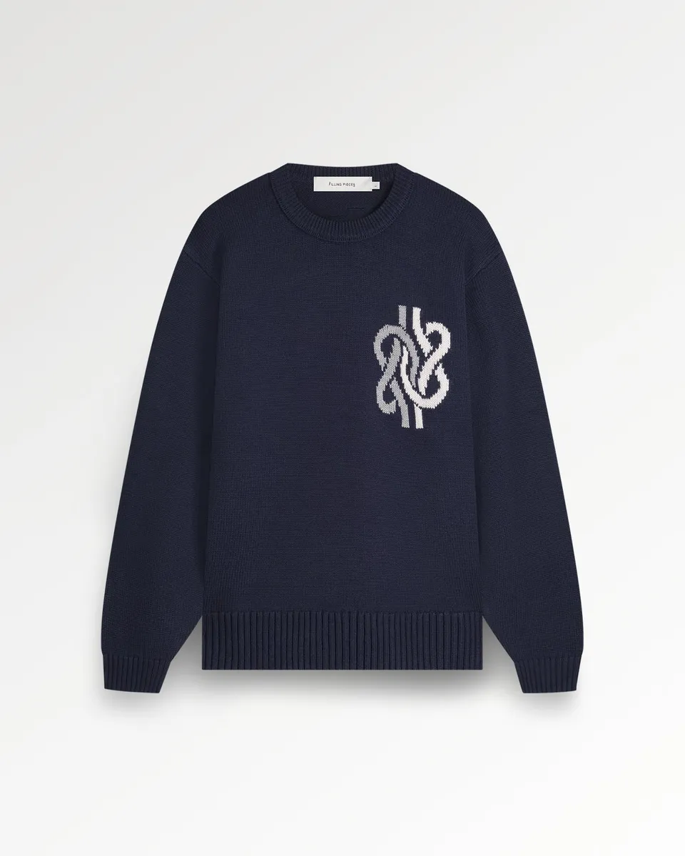 Filling Pieces Knot Pull maille bleu marine manches raglan