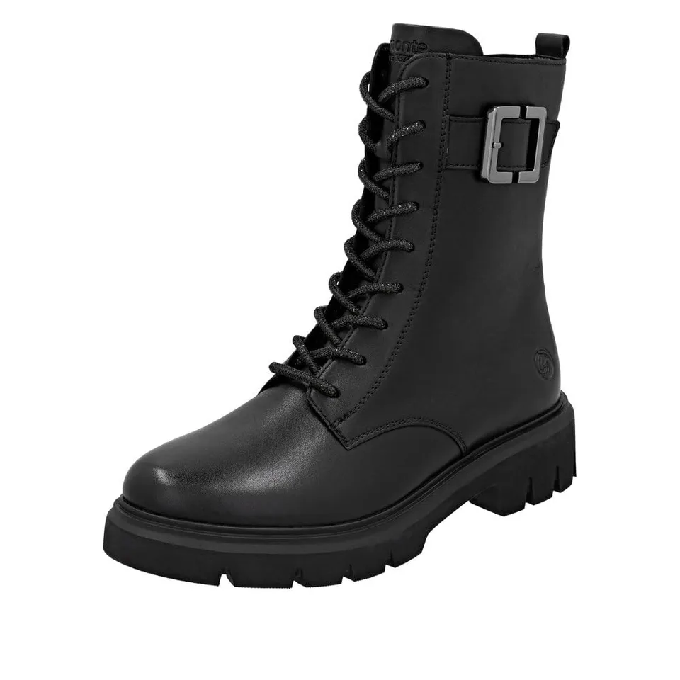 Remonte D1W82-00 bottines à lacets femme noir cuir lisse