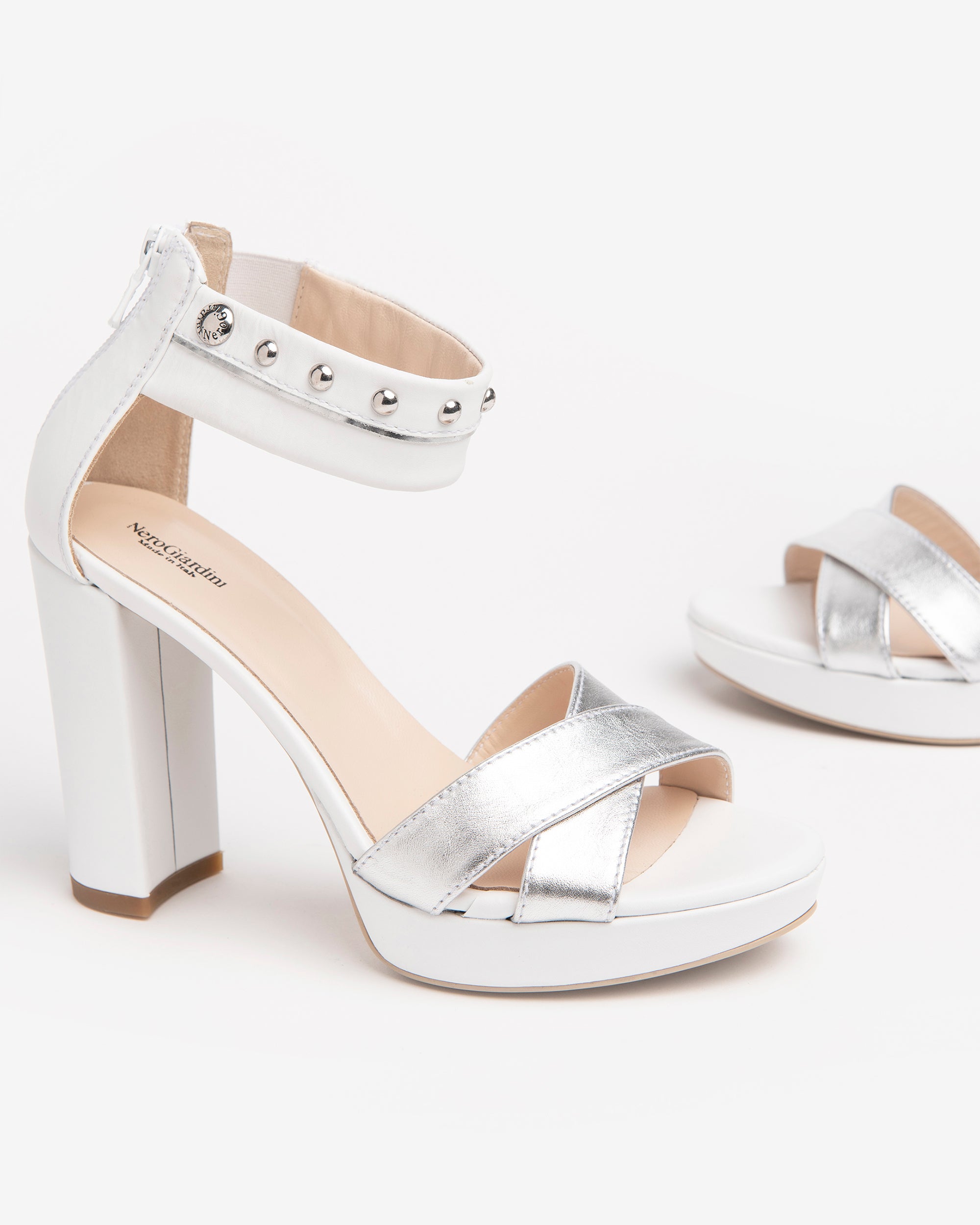 NeroGiardini Sandales Femme en Cuir Talon 10,5 cm Clous