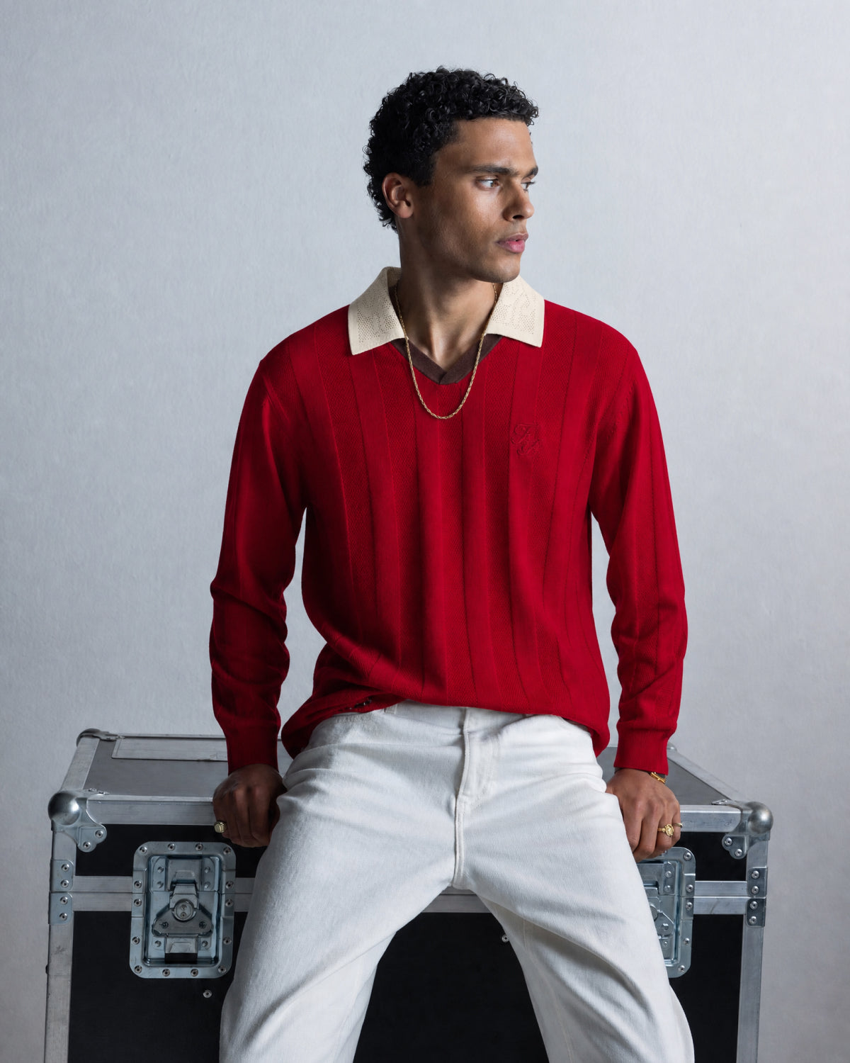 Filling Pieces Knit Football Jersey maillot rouge scarlet