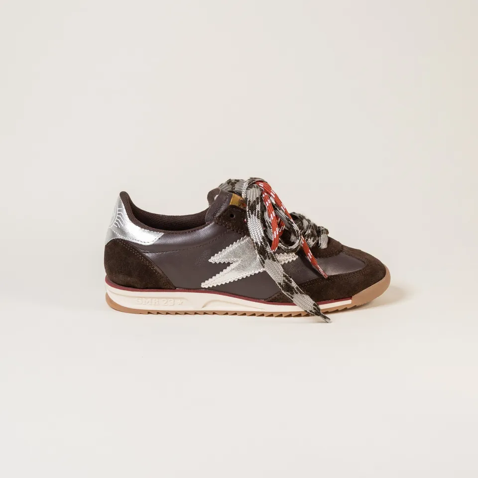 SMR Joyce E321 baskets marron taille 38 cuir argent