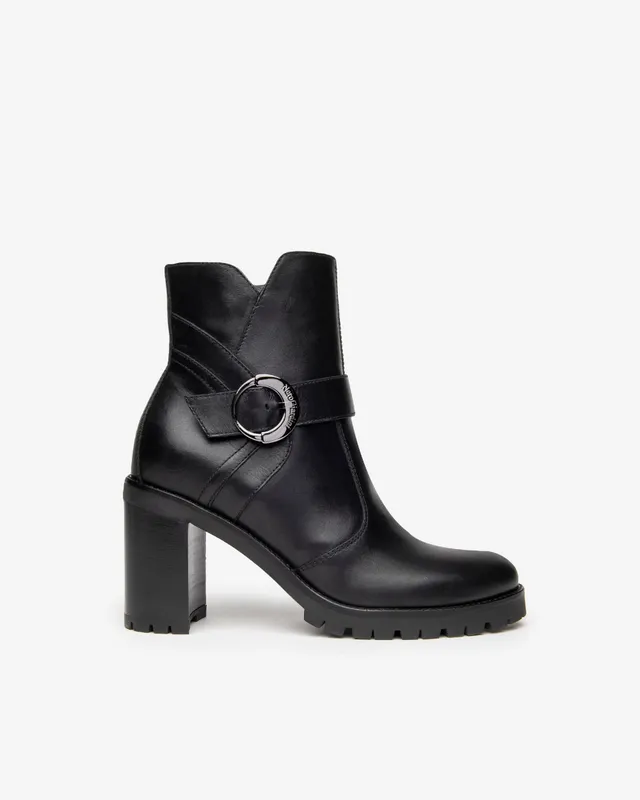 NeroGiardini Bottines Femme Cuir Talon 9 cm Boucle