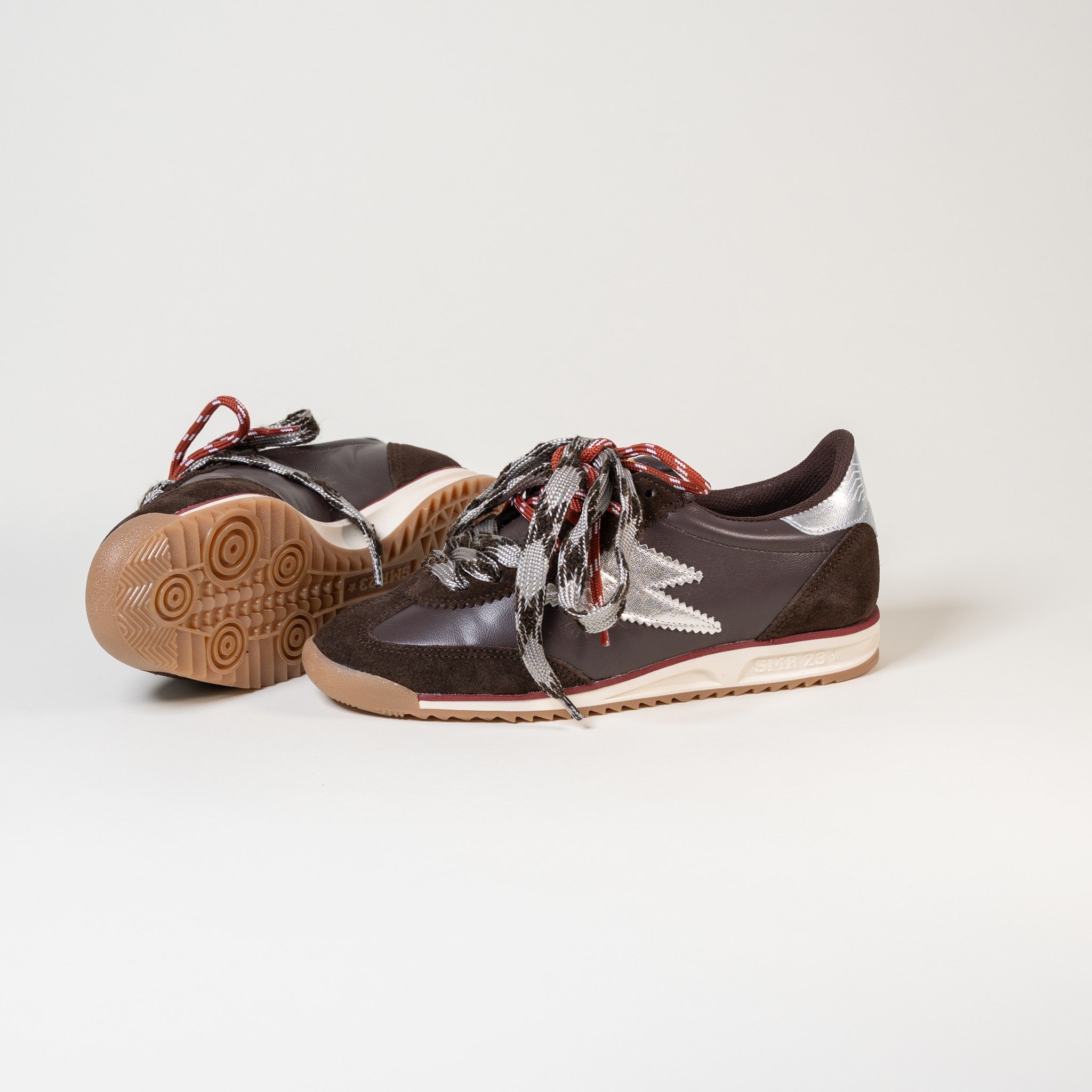 SMR Joyce E321 baskets marron taille 38 cuir argent