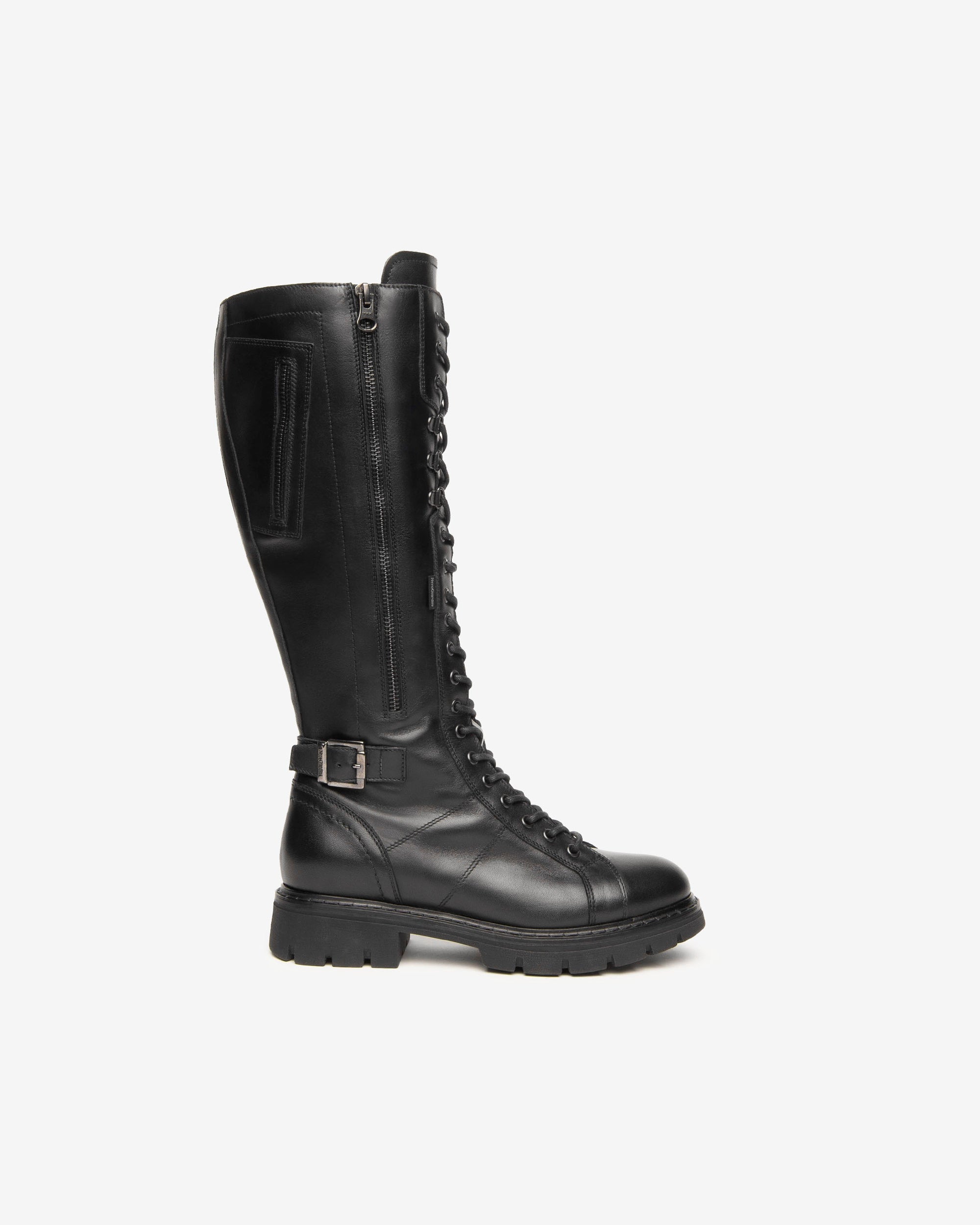 NeroGiardini Bottes Cuir Femme Lacets Rock 3 cm