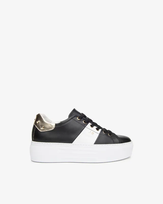 NeroGiardini Sneakers Femme Cuir Platine Plateforme 4,5 cm