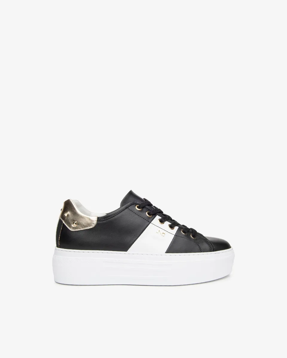 NeroGiardini Sneakers Femme Cuir Platine Plateforme 4,5 cm