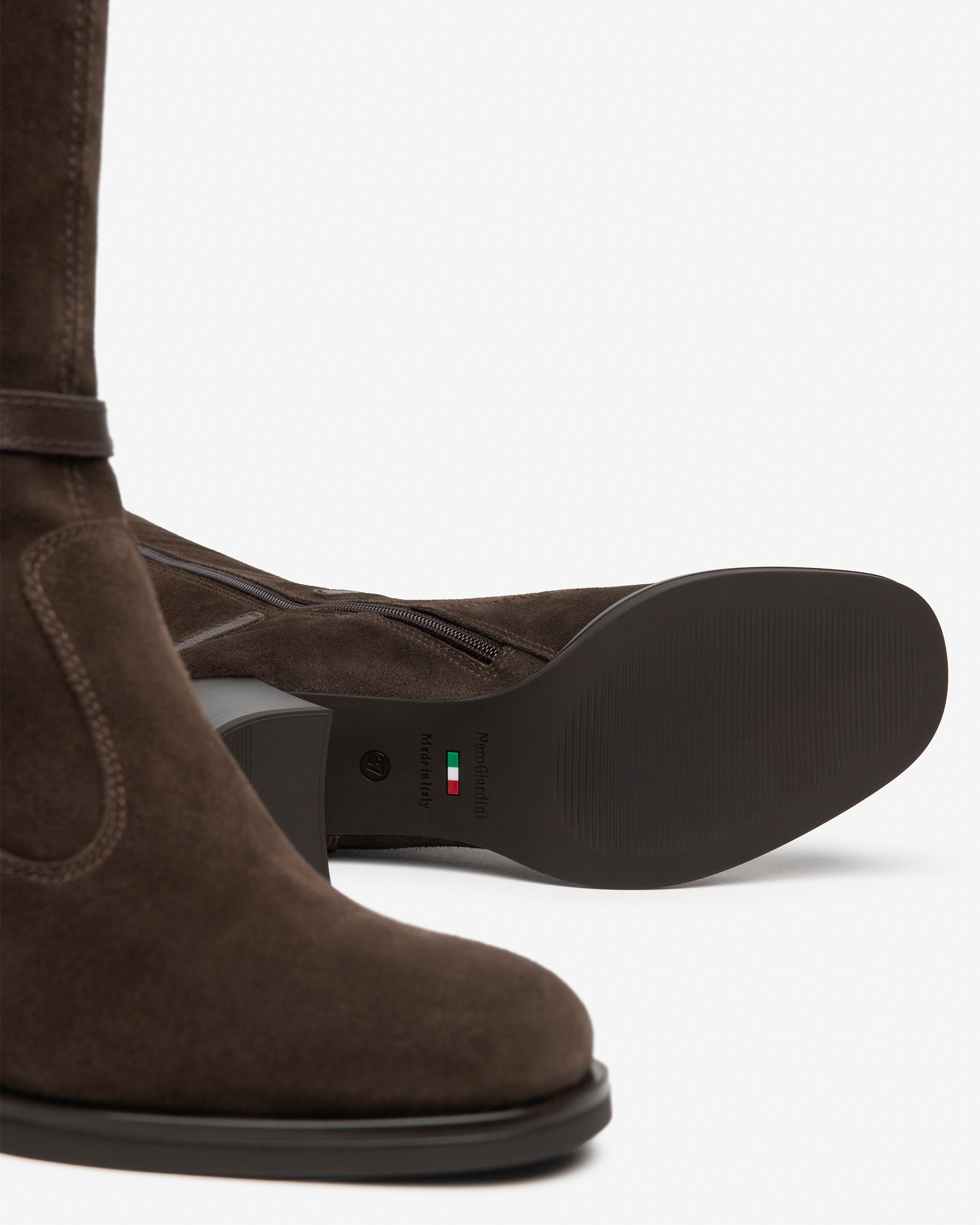 NeroGiardini Bottes Femme Daim Talon Bloc 75 mm 35-41