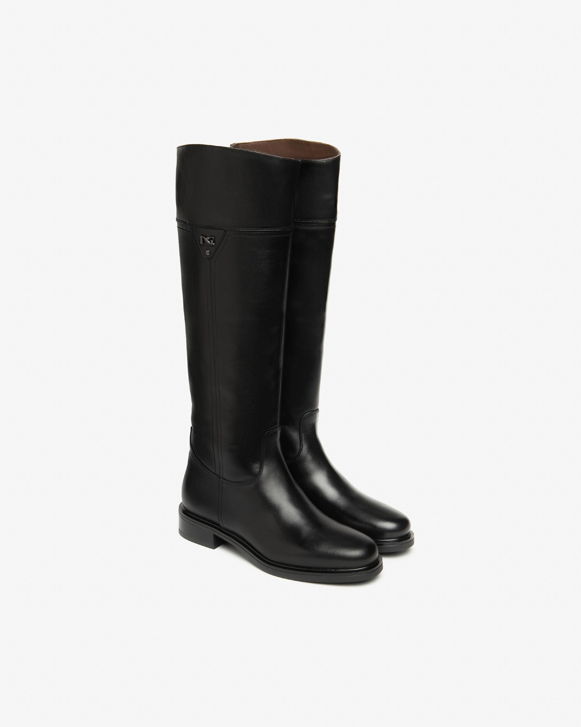 NeroGiardini Bottes Femme Cuir Talon Bloc 30 mm Zip
