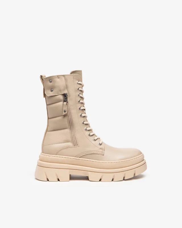 NeroGiardini Bottines Femme Cuir Combat Boots Hiver