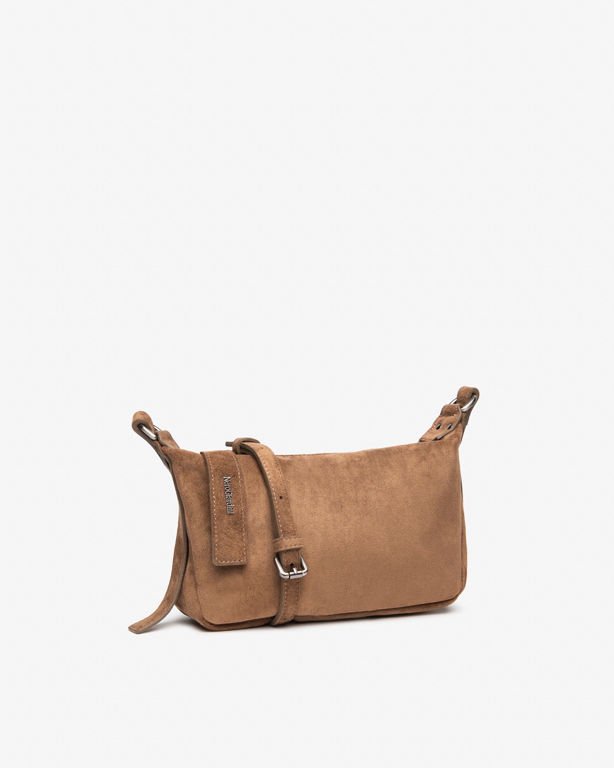 Nerogiardini Sacs Sac Bandoulière Femme Daim PZ Rabat Asymétrique