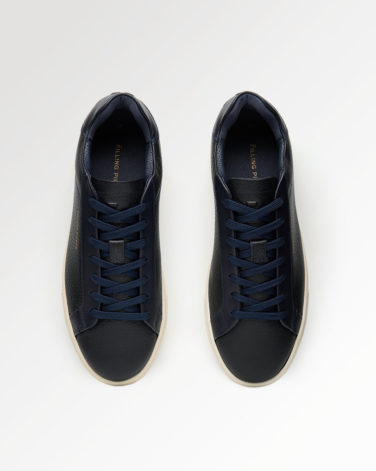 Filling Pieces Tiebreak Waxed Grain Navy sneakers bleu marine cuir