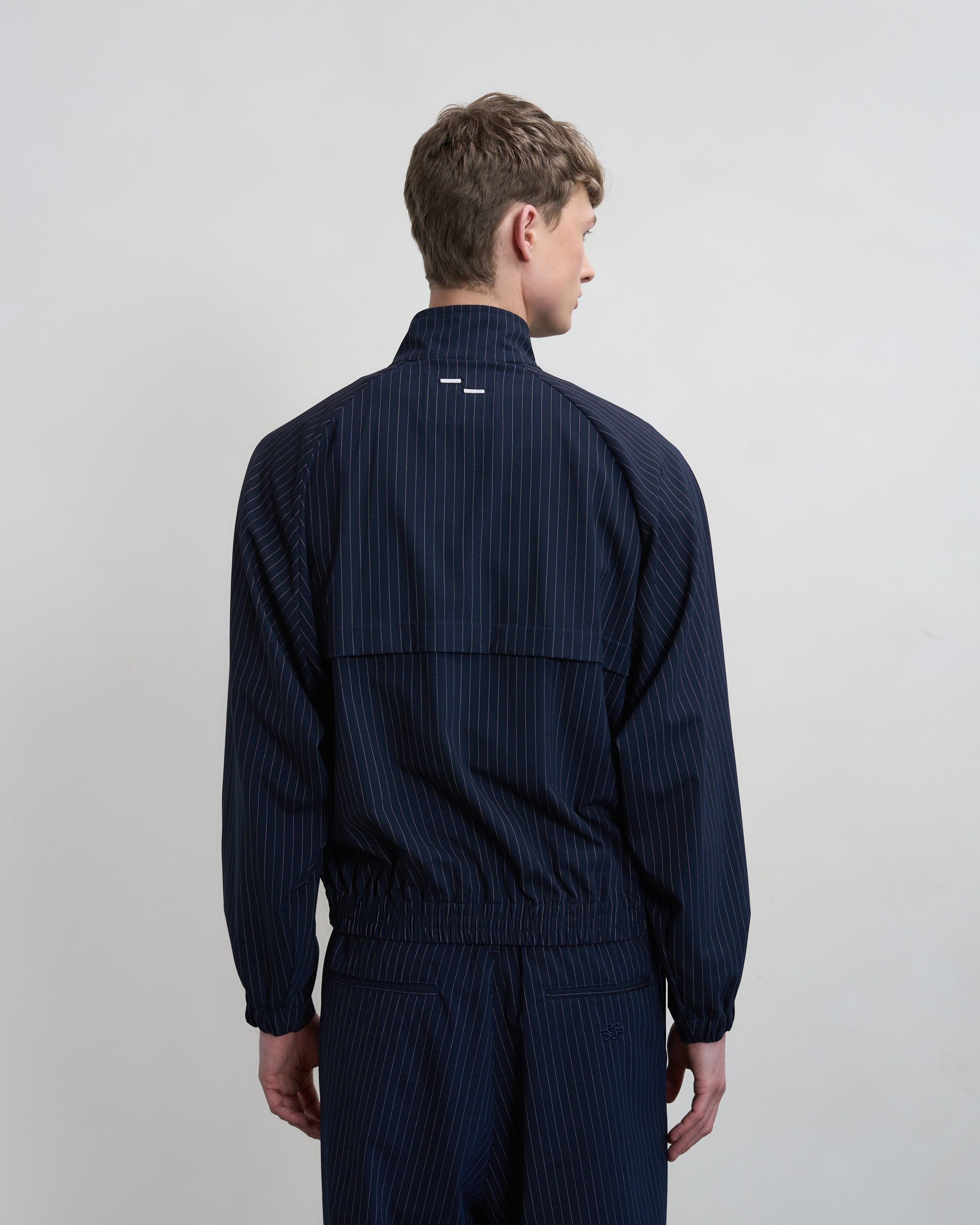 Filling Pieces Track Jacket Pinstripe Blue veste laine