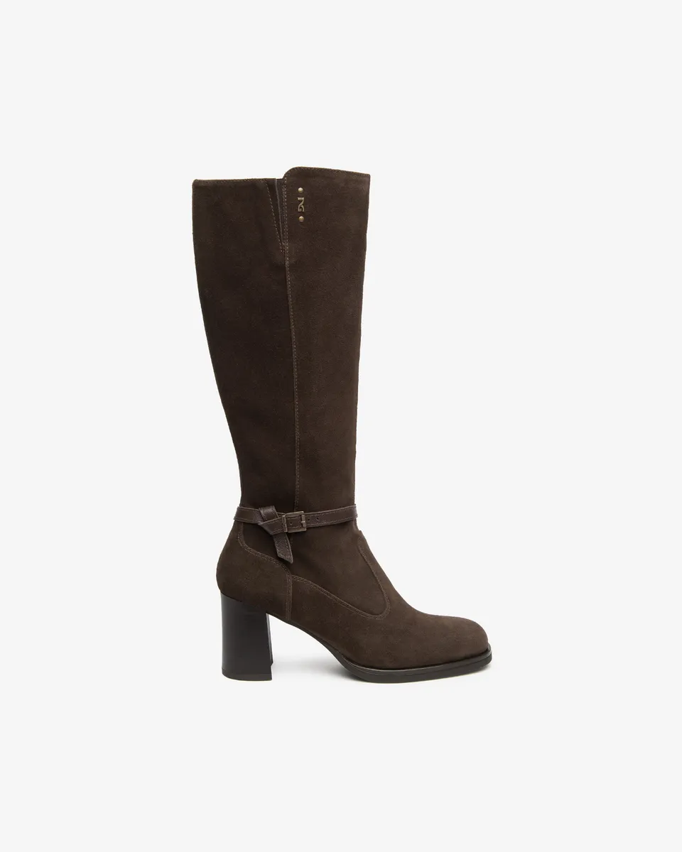 NeroGiardini Bottes Femme Daim Talon Bloc 75 mm 35-41
