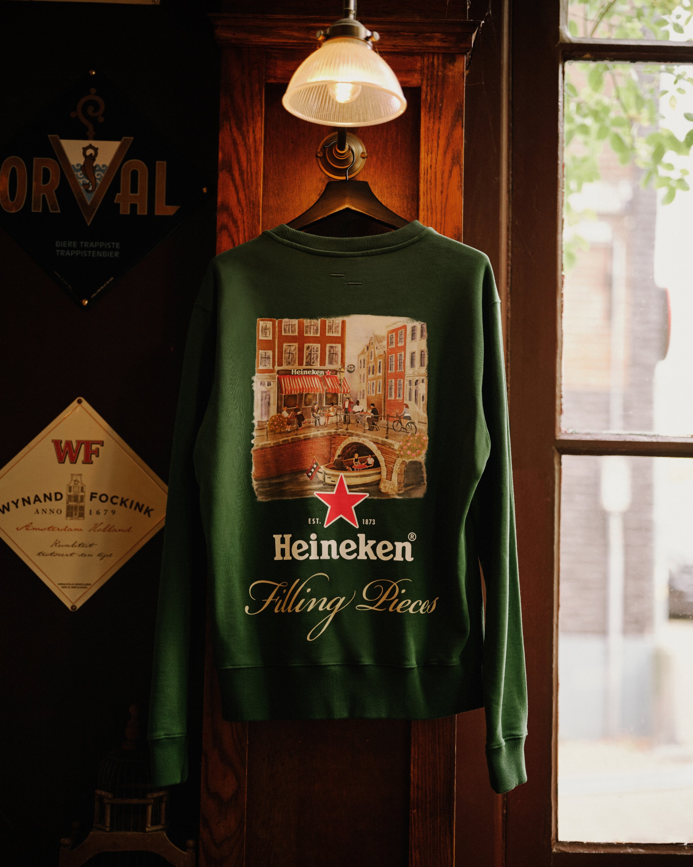 Filling Pieces Sweatshirt Heineken Cafe Green vert coton bio