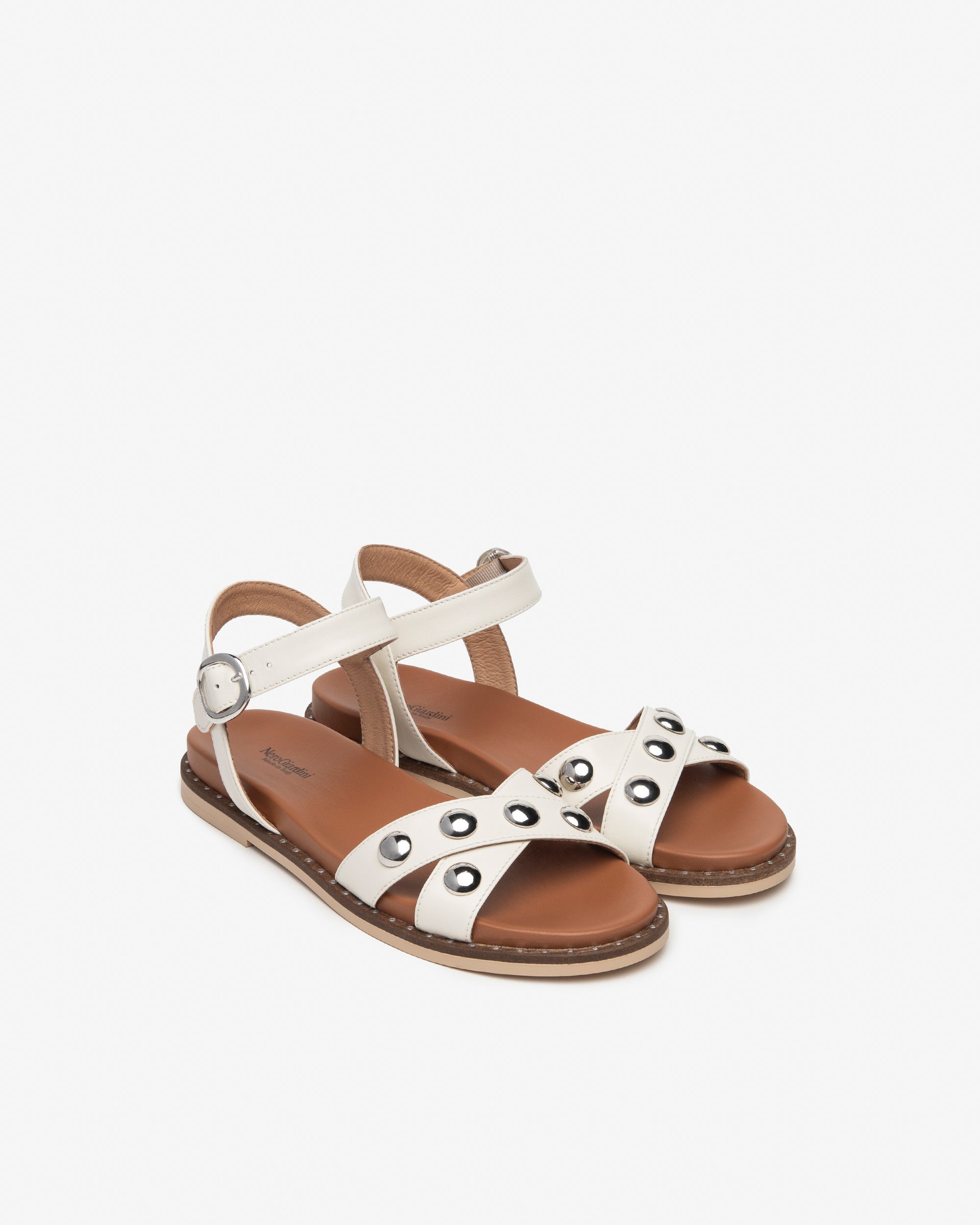 NeroGiardini Sandales cuir femme détails rock Made in Italy
