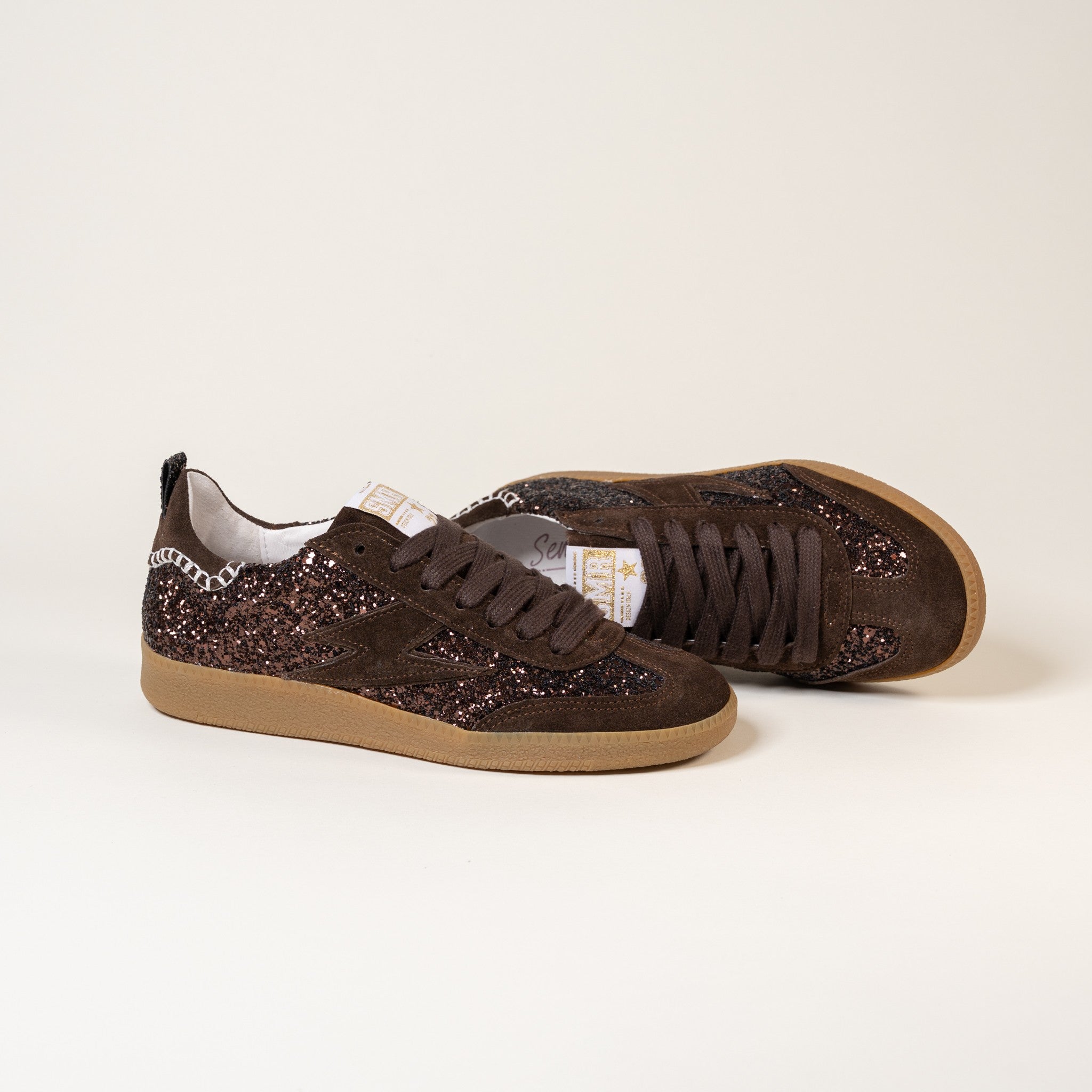 Semerdjian Kayla E112 baskets cuir glitter marron