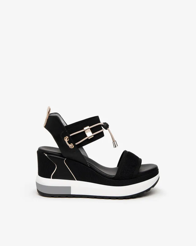 NeroGiardini Sandales Femme en Cuir et Toile Compensées 40mm