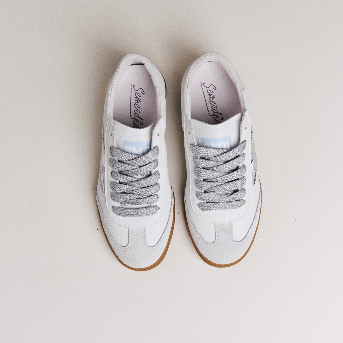 SMR Semerdjian Emily D616 Sneakers Cuir Blanc Argent