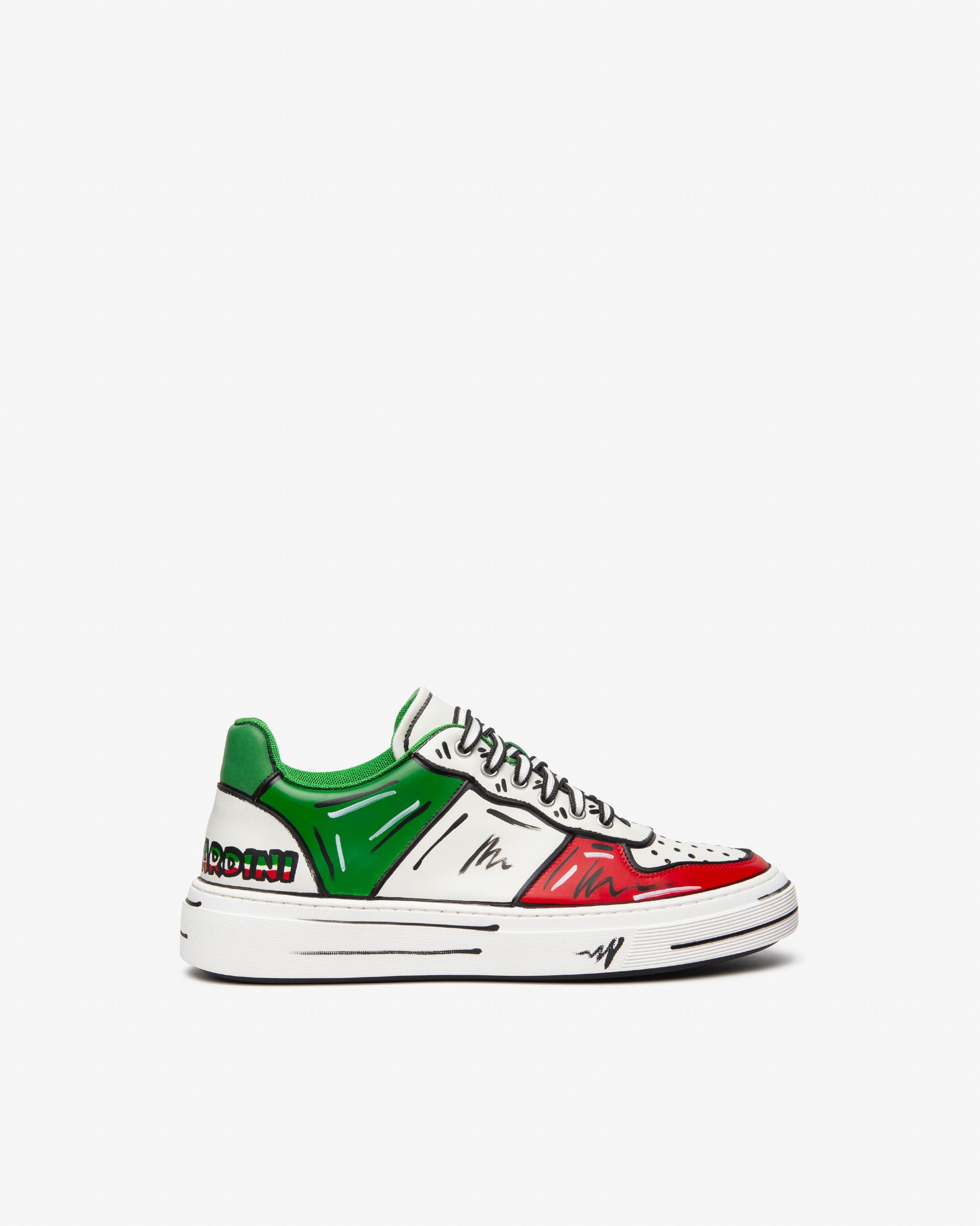 NeroGiardini Sneakers Homme Cuir Baskets Drapeau Italien