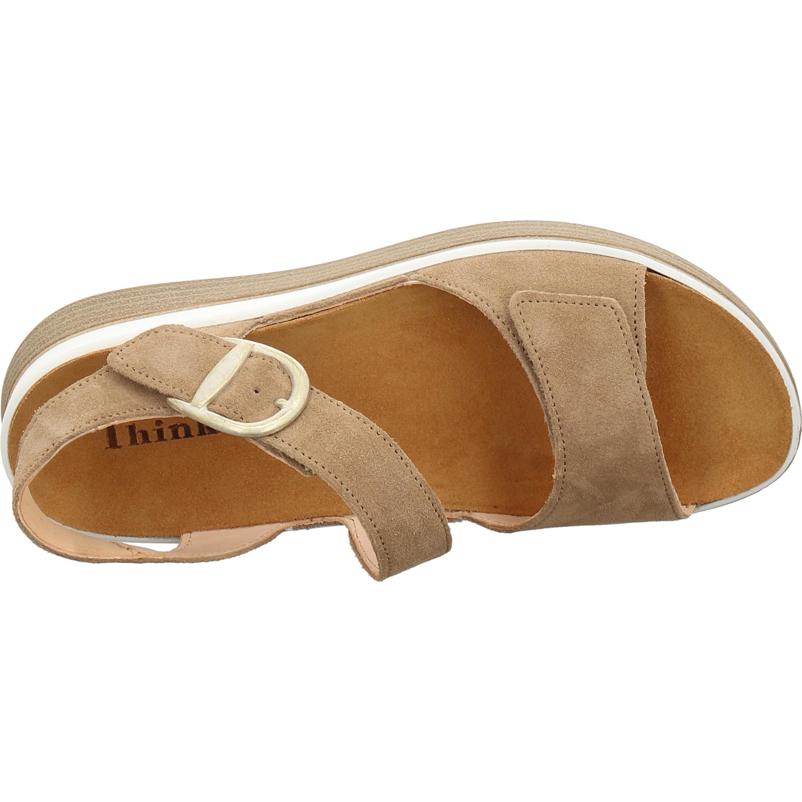 Think Meggie sandale femme daim beige semelle amovible 38