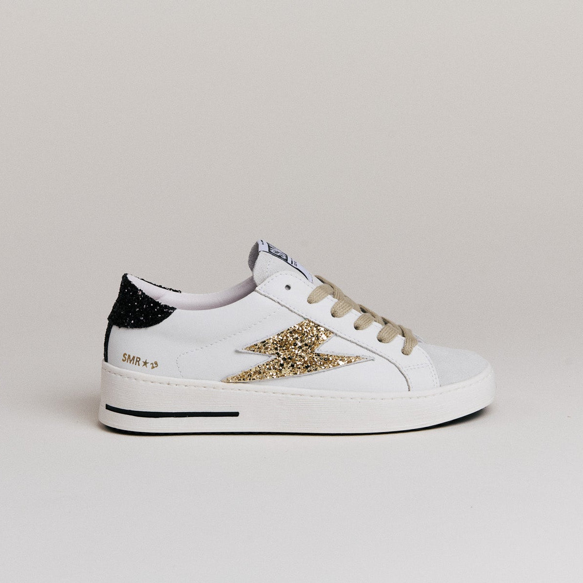 SMR Semerdjian Maya 8672 baskets cuir blanc or noir