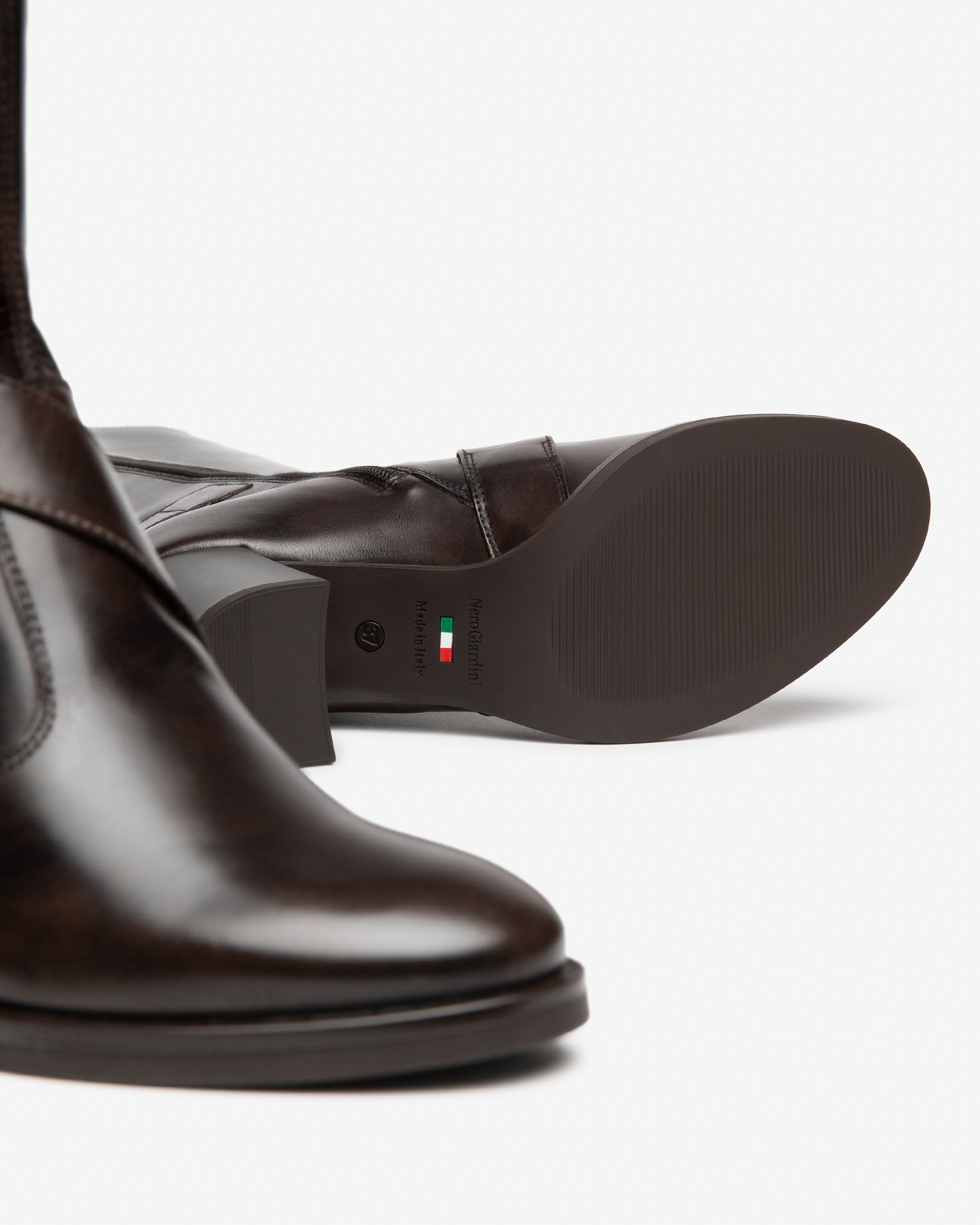 NeroGiardini Bottes Femme Cuir Talon Bloc 75mm 38