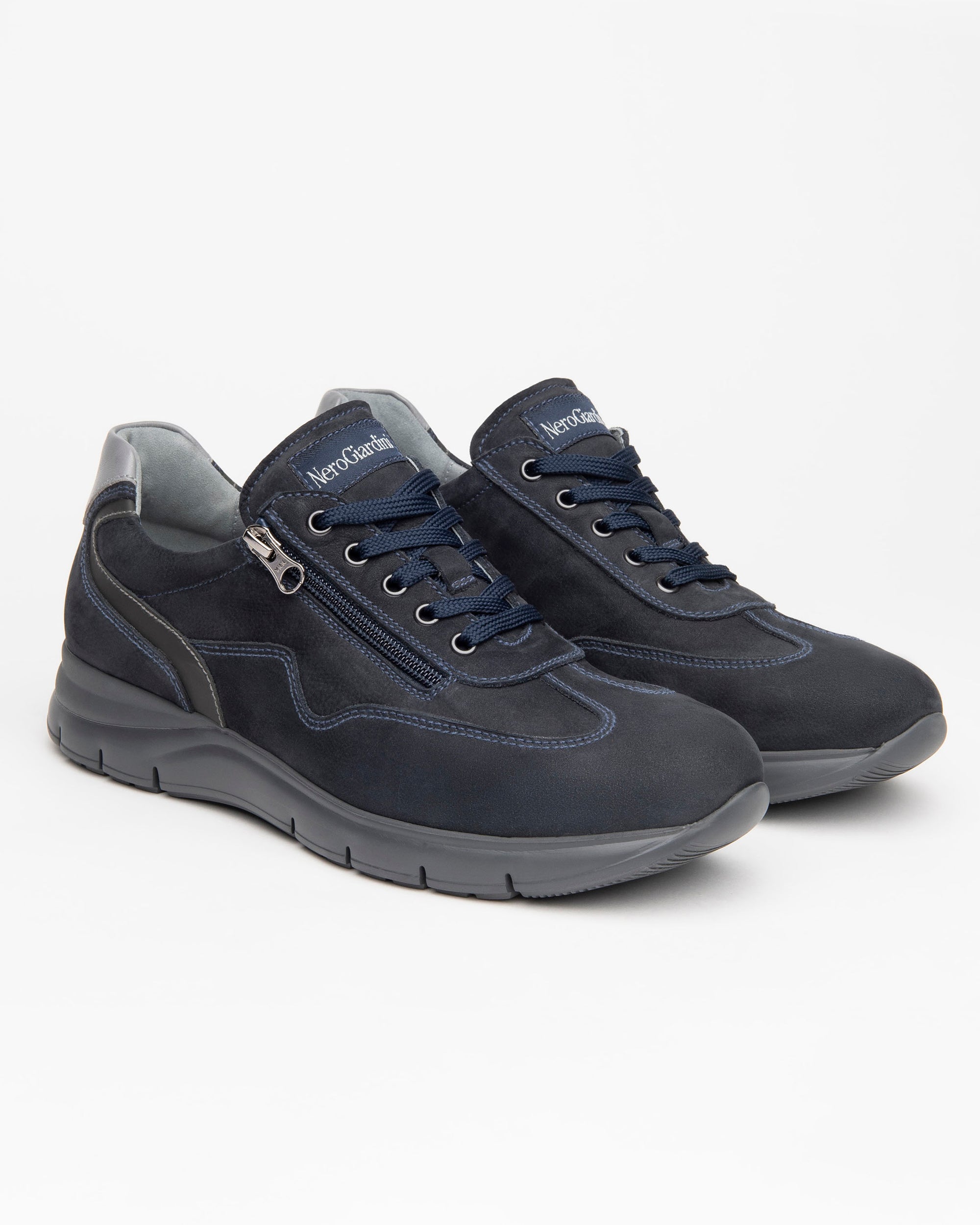 NeroGiardini Sneakers Homme Cuir Nubuck Zip Confort