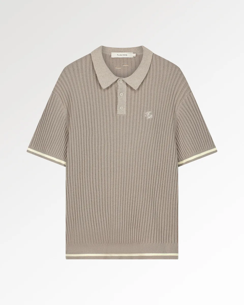 Filling Pieces Knit Polo Boucle polo maille blanc Pure