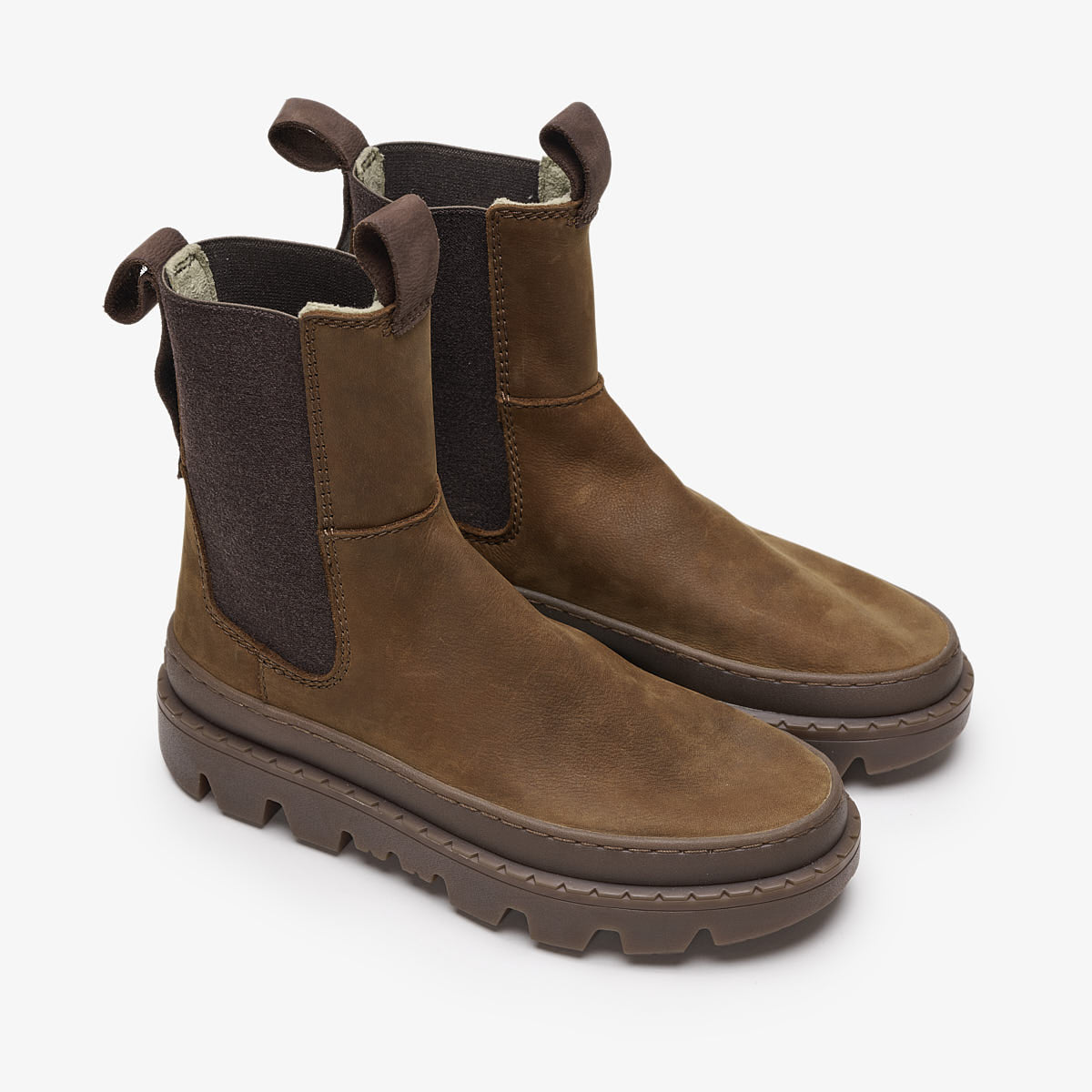 Satorisan Unalome Elastics Premium boots cuir femme Mid Brown