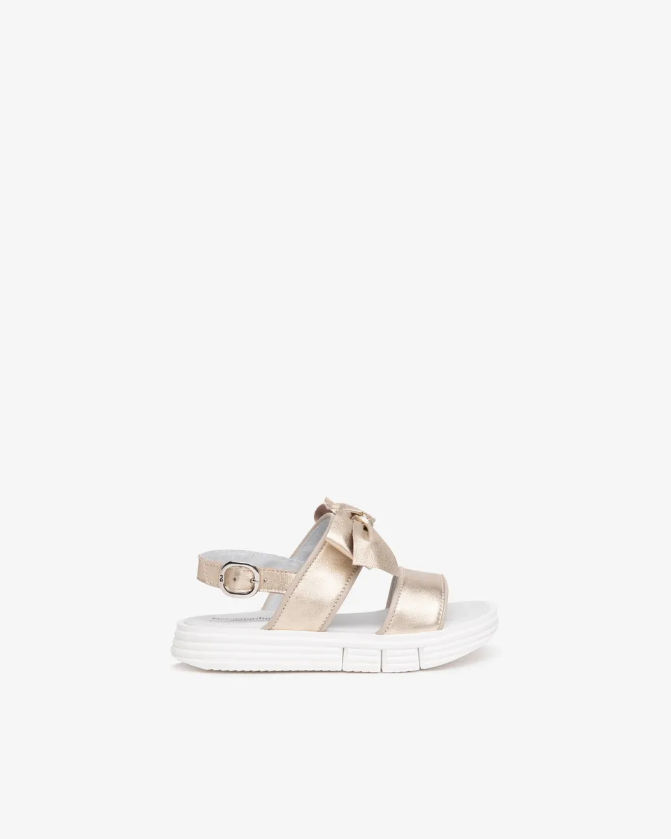 NeroGiardini Sandales Fille Cuir Lamé Nœud Boucle