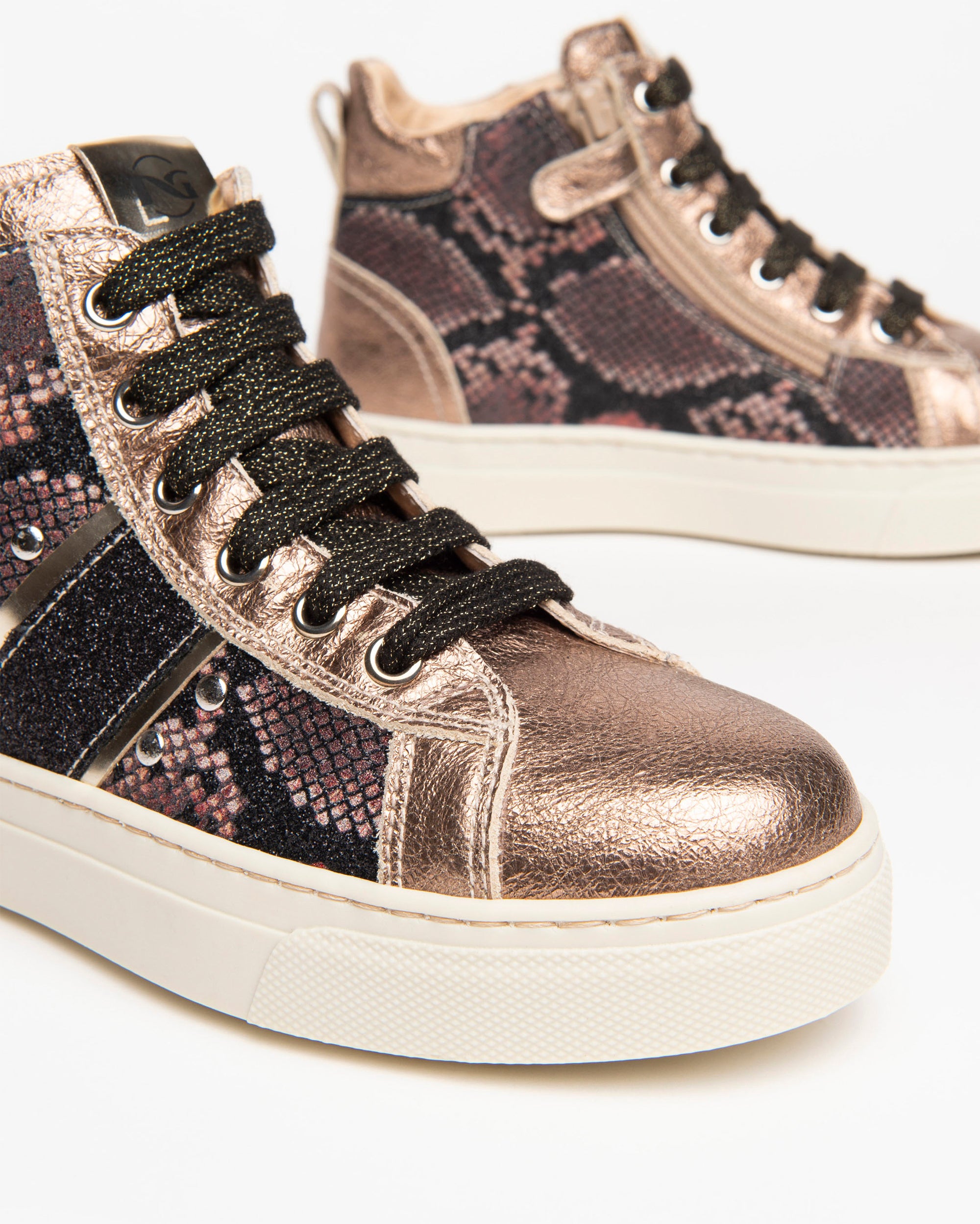 NeroGiardini Sneakers teens fille cuir lamé zip 31-39