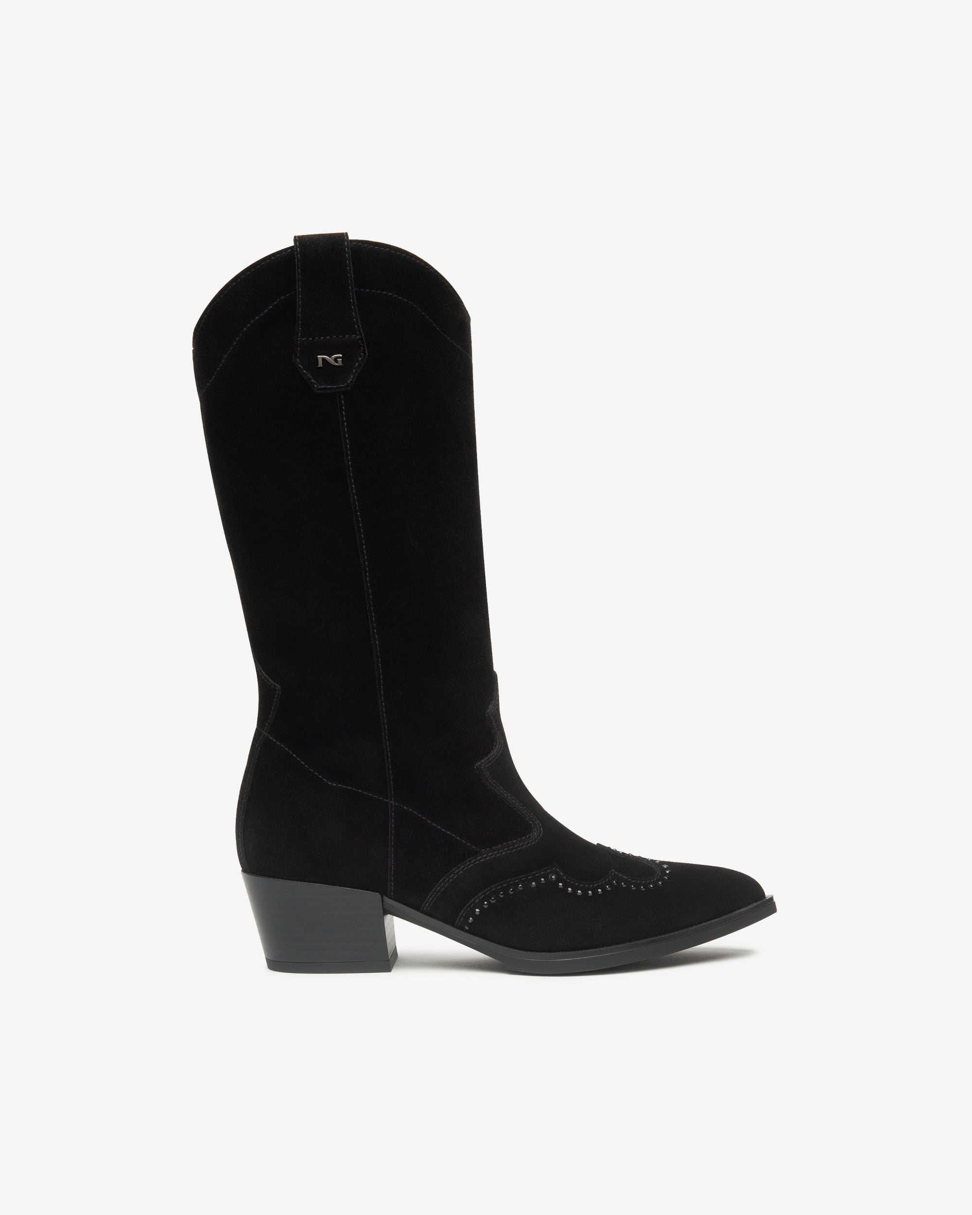 NeroGiardini Bottes Femme Cuir Velours Bottes Cowboy