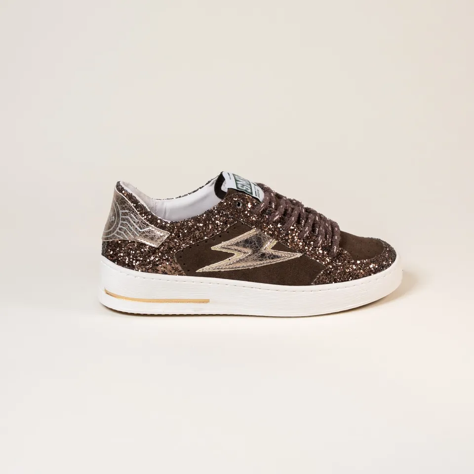 SMR Noubar E475 baskets marron or glitter cuir