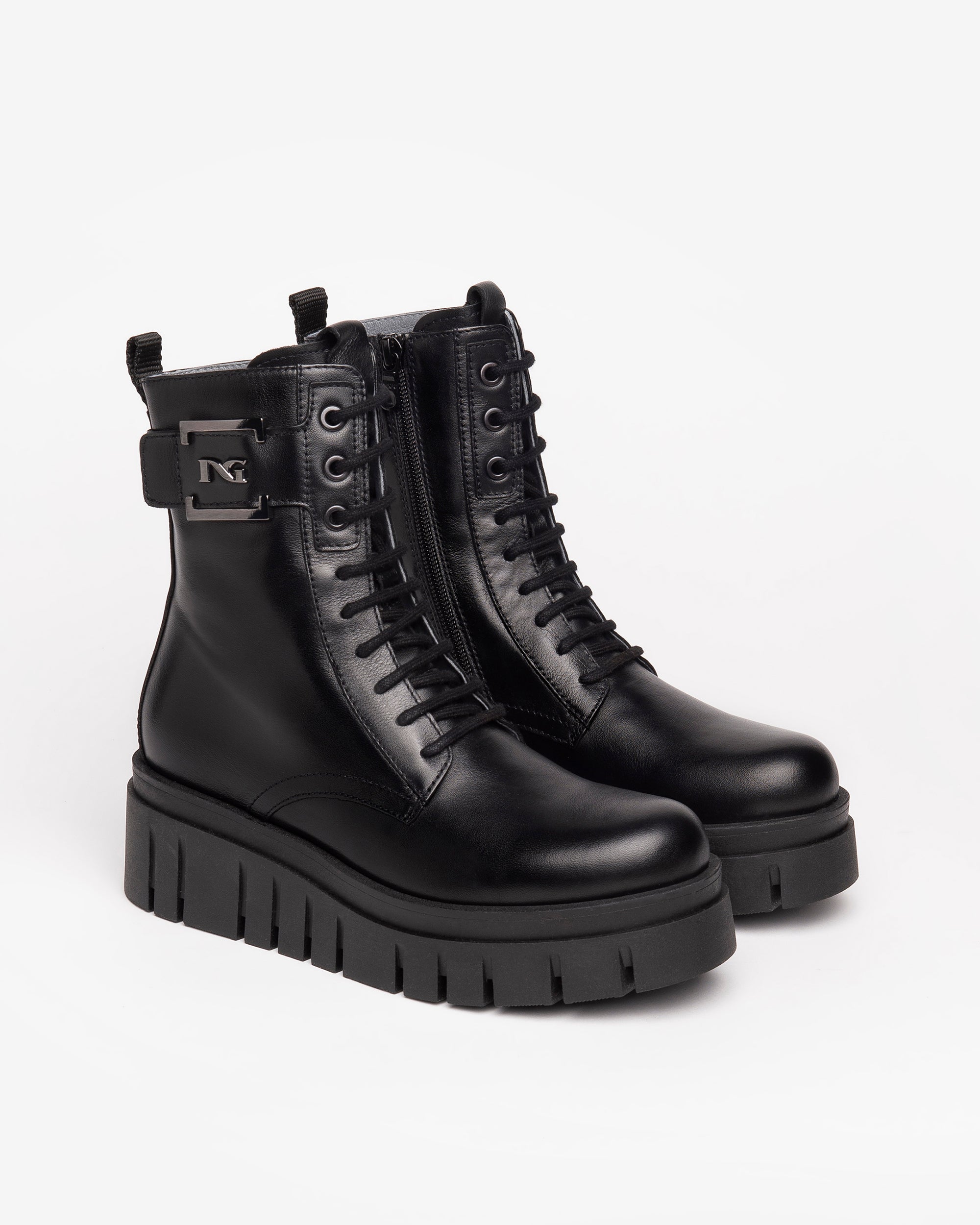 NeroGiardini Bottines Femme Cuir Combat Boots Italie