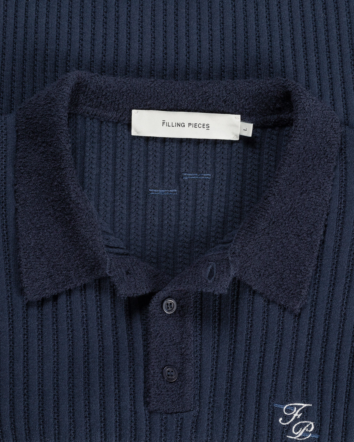 Filling Pieces Knit Polo Boucle polo Maritime Blue coton