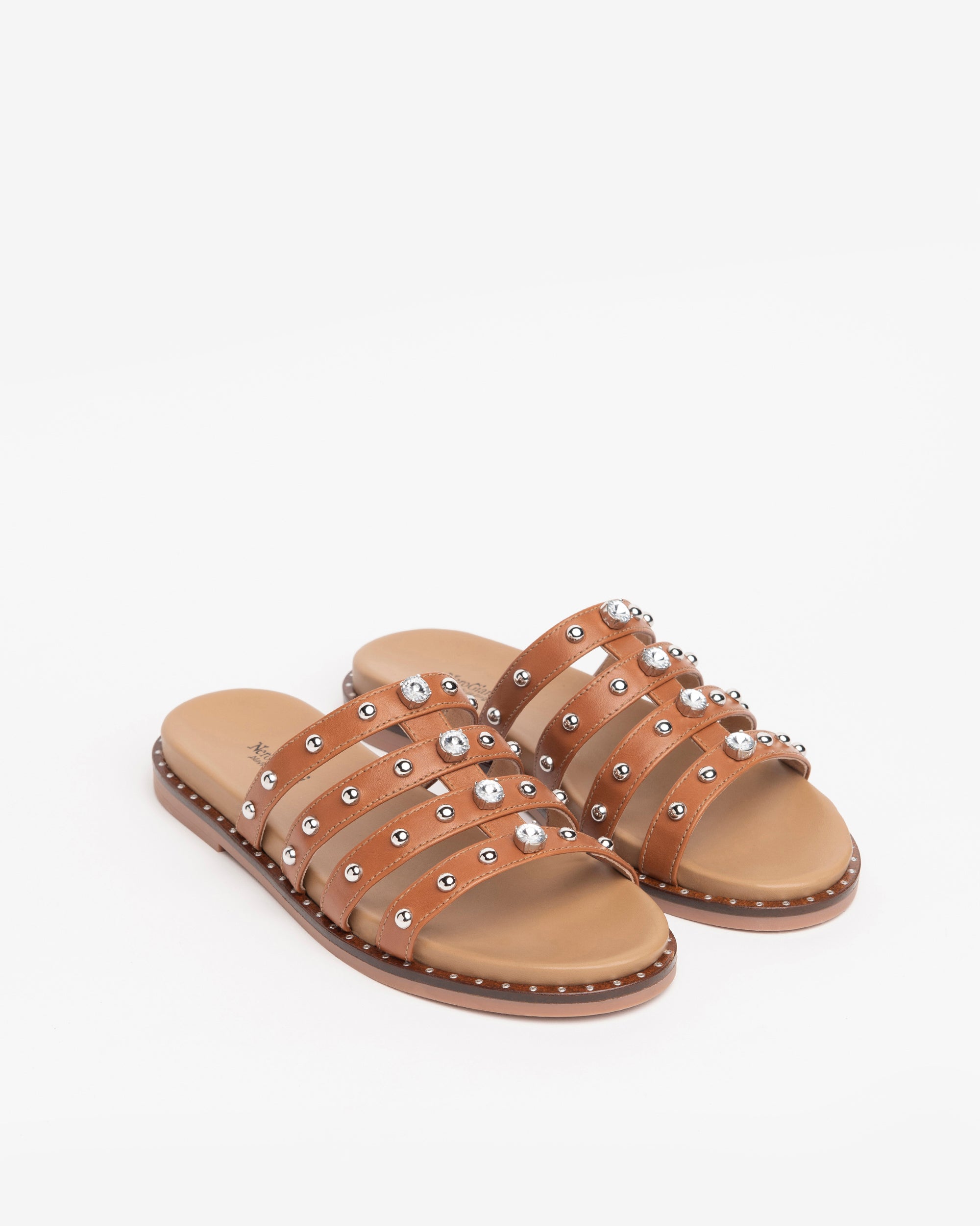 NeroGiardini Mules Femme Cuir Strass Plates
