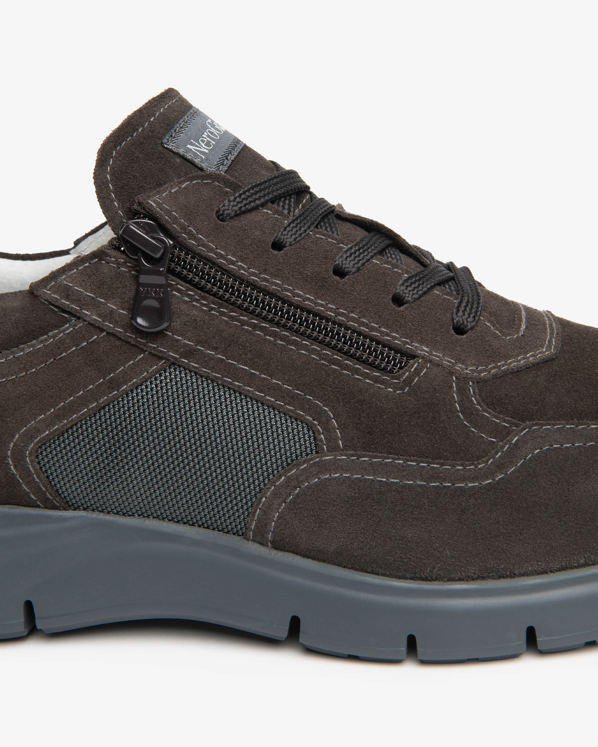 NeroGiardini Sneakers Homme Cuir Velours Toile Zip