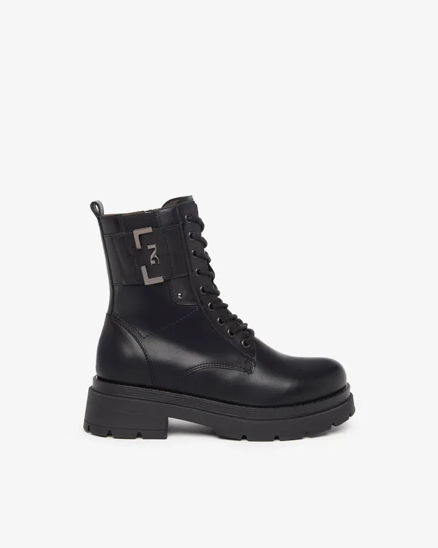 NeroGiardini Bottines Femme Cuir Combat Boots Hiver