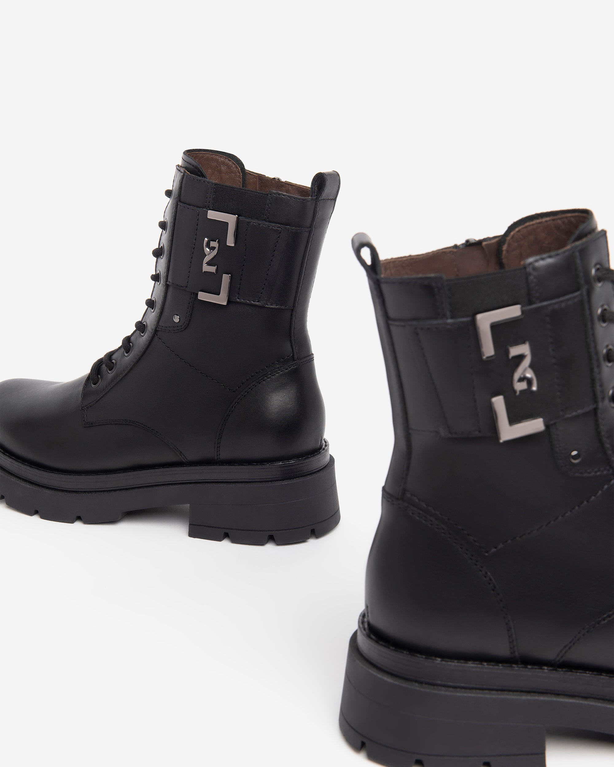 NeroGiardini Bottines Femme Cuir Combat Boots Hiver