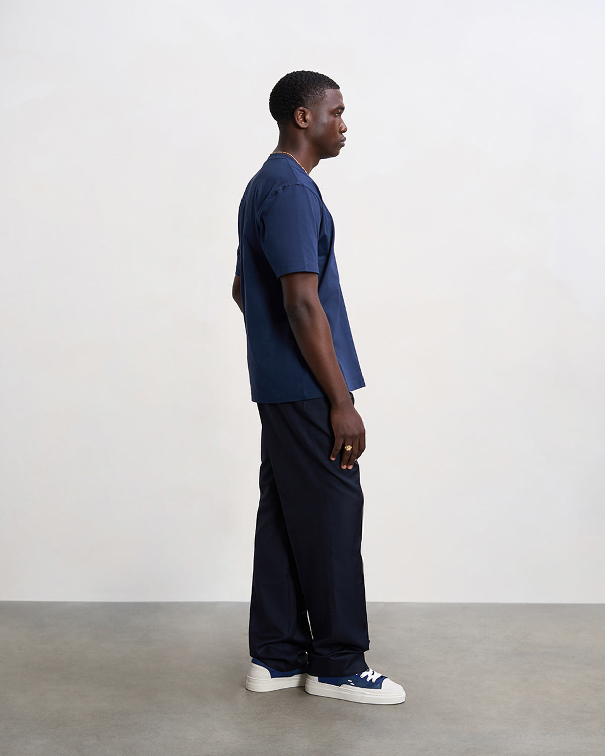 Filling Pieces Embroidered Knot T-shirt Navy coton bio