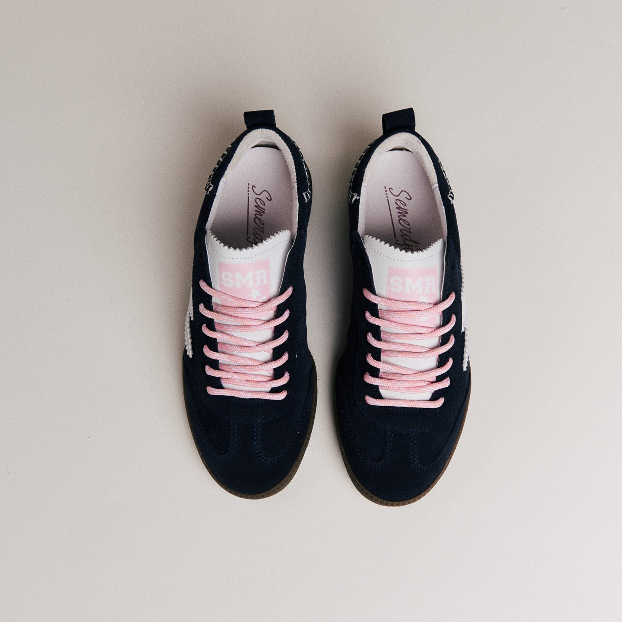 Semerdjian Ashley C388 baskets cuir bleu marine rose
