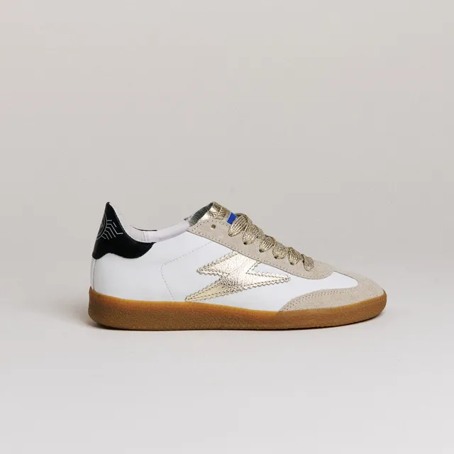 SMR Emily D331 baskets cuir blanc et or
