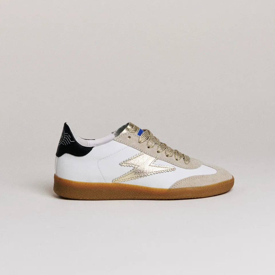 SMR Emily D331 baskets cuir blanc et or