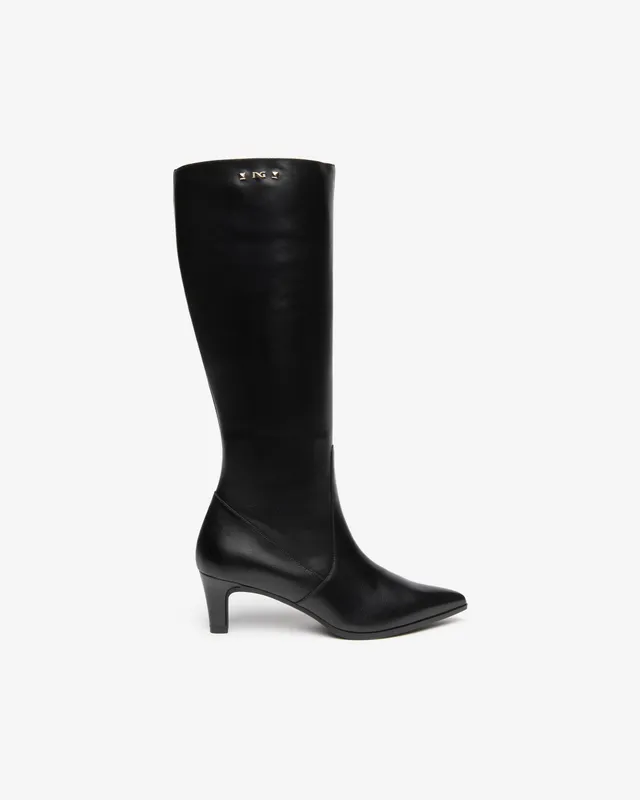 NeroGiardini Bottes Cuir Femme Haute Talon 55mm Cloutée